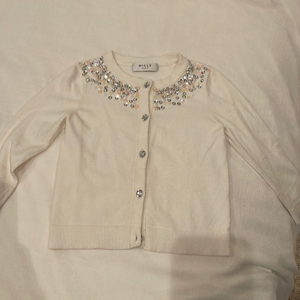 MILLY minis girls bejeweled cardigan